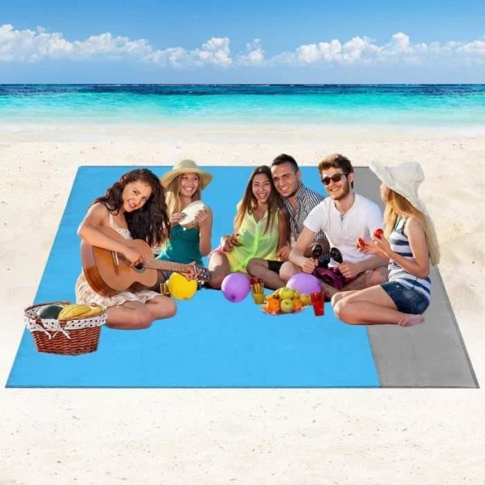 pliable et portable anti-sable tapis de plage imperméable Couverture de pique-nique couverture de plage imperméable 220 x 165 cm couverture de plage