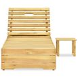 4558Jill's- Chaise longue DE Jardin,Bain de soleil de luxe Fauteuil de Jardin Transat avec table Bois de pin imprégné de vert-1