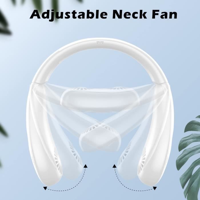 Ventilateur,Ventilateur de cou Portable blanc,ventilateur de cou Portable + deux haut-parleurs