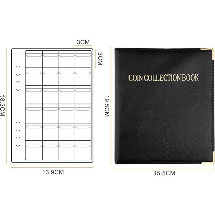Classeur Piece 2 Euros de Monnaie: Rangements pour Pièces de Monnaie - Numismatique Rangement Monnaie - 480 Pochette Album Pieces de Monnaie Collection - Livre Collection Piece 2 Euros (Black Classeur Piece 2 Euros de Monnaie: Rangements pour Pièces de Monnaie - Numismatique Rangement Monnaie - 480 Pochette Album Pieces de Monnaie Collection - Livre Collection Piece 2 Euros (Black