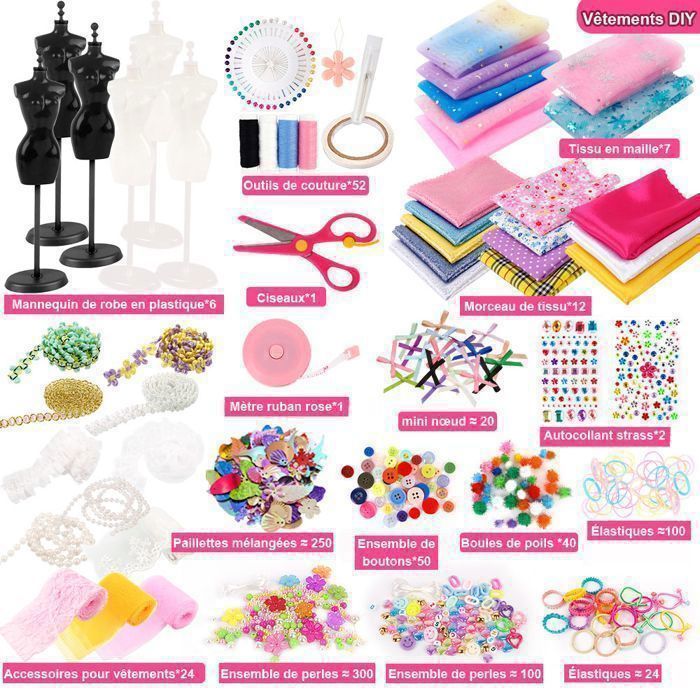 Coriver Kit Création Mode Fille – 460+ Pièces Couture, Mannequins, Carnet De Croquis – Cadeau DIY Dès 6 Ans
