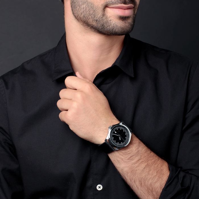LOUIS VILLIERS Montre Quartz AG380401 Homme Noir Tendance Achat