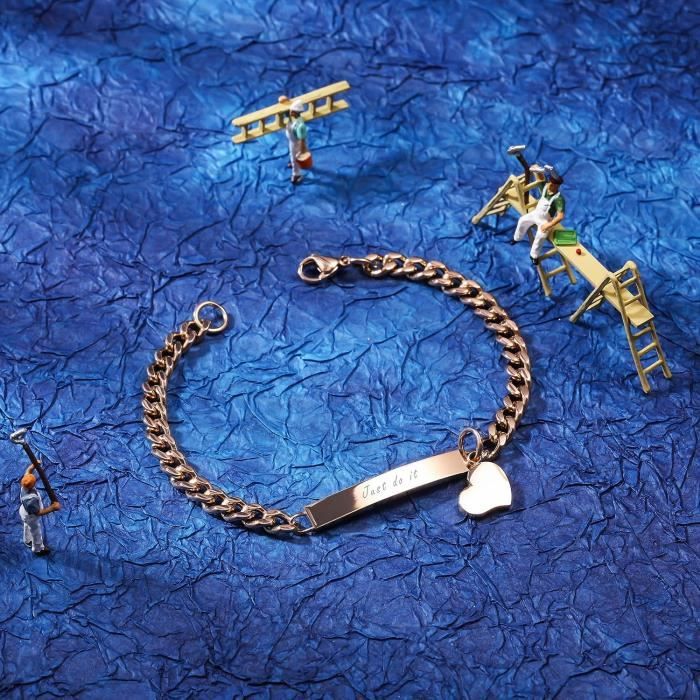 Bracelet Photo Personnalisé Avec Texte En Inox | Cadeau Fête Des Pères | – FR