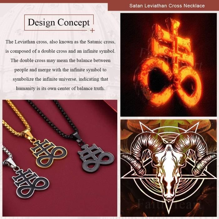 Collier Homme Baphomet En Acier Inoxydable - Pendentif Tête De Bouc Satanique, Chaîne Belcher 60 Cm, Style Gothique