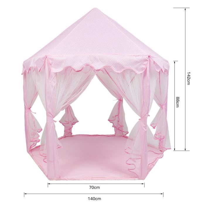 Tente Enfant Tente De Jeu Fille Rose, Support en Métal Et Tissu