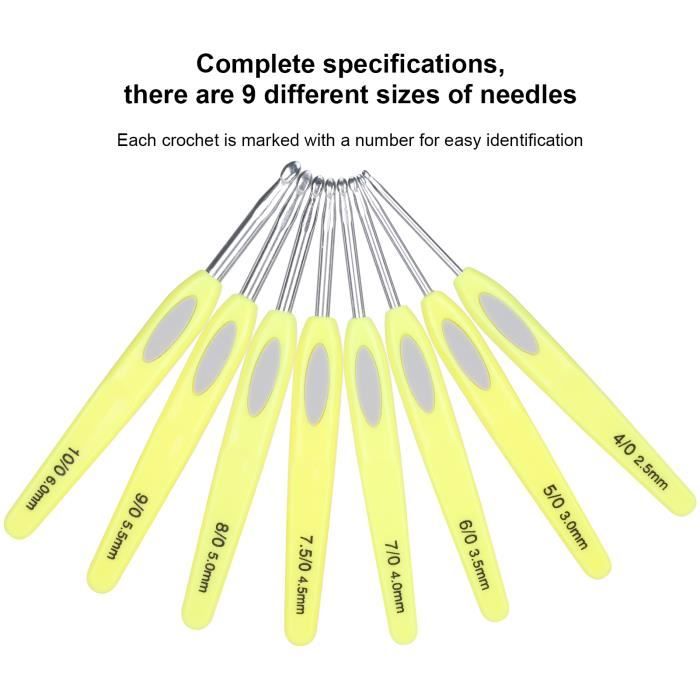 Coopay Inline Lot De 8 Crochets Ergonomiques De 2,5 Mm à 6 Mm Pour Crochet En Plastique Avec Poignées En Silicone Antidérapantes Et Confortables