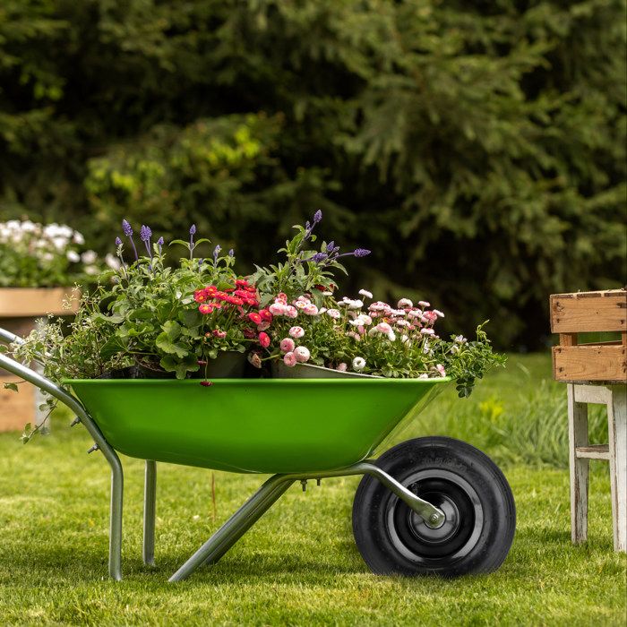 Roue De Brouette Pneumatique 3.50-8 Relaxdays – Jante Acier Robuste, Charge Max 100 Kg, Valve Intégrée, Confort Tout-Terrain