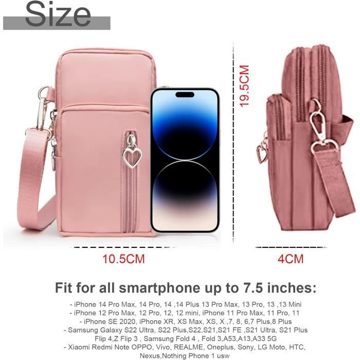 INGJIA Petit Sac Téléphone Portable Femme Kaki - Sac Oxford Brassard Sport Crossbody Avec Bandoulière Réglable Et Prise Casque Pour IPhone 7''