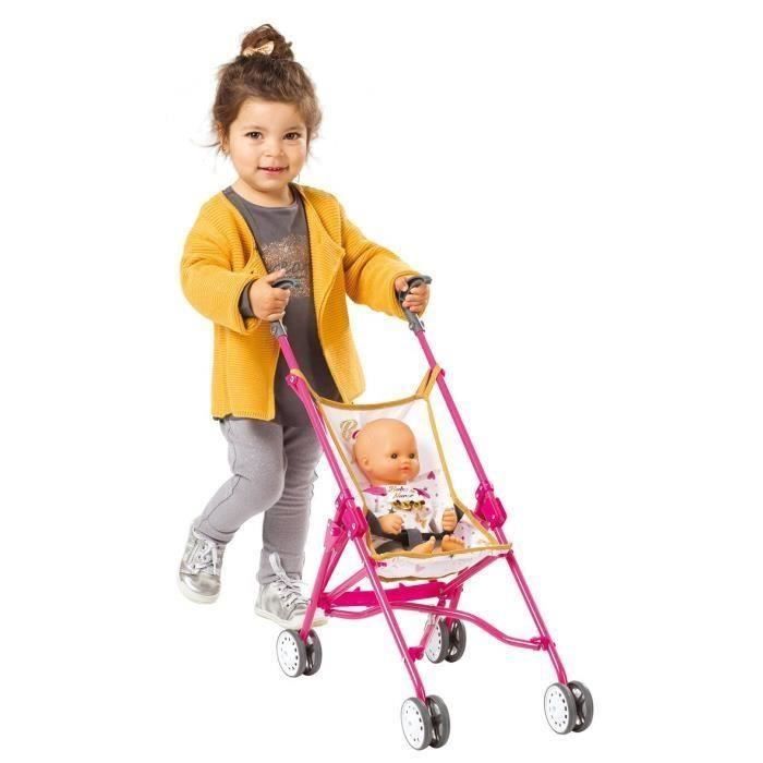 Poussette Canne Smoby Baby Nurse - Pour Poupon Jusqu'à 42 Cm - Légère Et Pliable - À Partir De 2 Ans - Housse Lavable