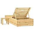 4558Jill's- Chaise longue DE Jardin,Bain de soleil de luxe Fauteuil de Jardin Transat avec table Bois de pin imprégné de vert-2