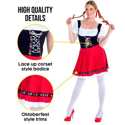Robe Dirndl Traditionnelle Oktoberfest Pour Femme - Costume Bavarois Pour Fête De La Bière, Carnaval, Halloween