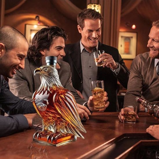 Carafe à Whisky En Verre Forme Aigle - 350 Ml, Cadeau Original Pour Homme, Papa, Mari - Décoration Bar Maison