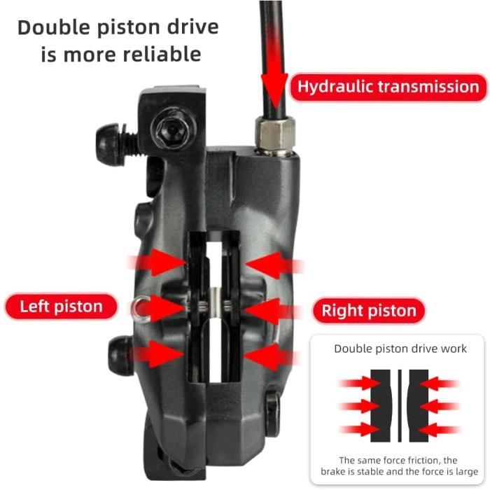 Kit Freins Disque Hydrauliques Pour Vélo Électrique 2 Pistons Hors Tension  Automatique Par Induction Magnétique Frein Hydraulique Avant Droit 900mm