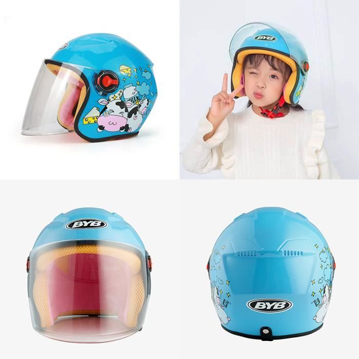 Casque moto enfant scooter casque protection pour fille garçon
