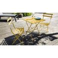 Table bistrot de jardin et 2 chaises pliantes - 60 x 60 x 71 cm - Acier - Oviala - Jaune-3