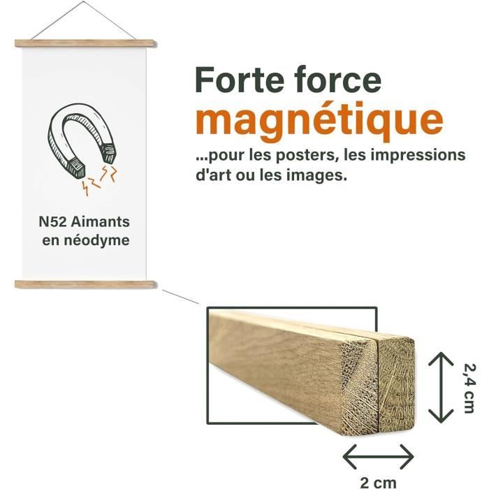 Porte Affiche Sanauto Lot De 4 Barres Magnétiques En Bois Pour Accrocher Des Affiches Et Images A3, 30 X 40, 30 X 45, 30 Cm, Lot De 4 Cadre Magnétique