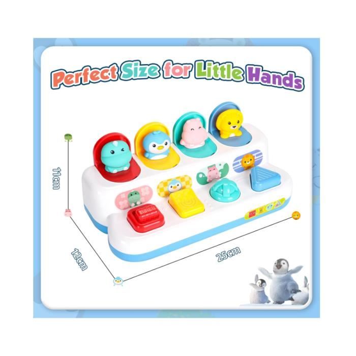 Jouet interactif - Montessori - Pop Up Animaux - Musique et Lumières - Développe la motricité fine - 6-18 mois - Jeux - Jouets