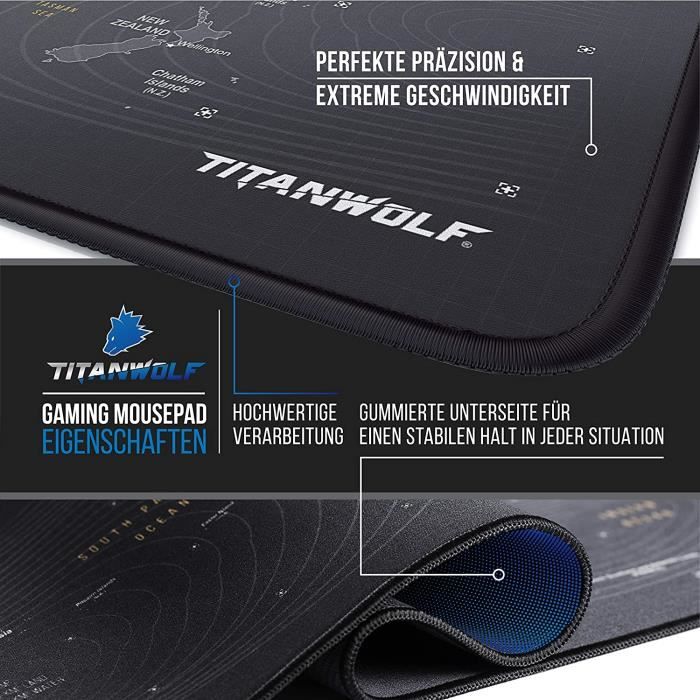 CSL Tapis de souris XXL Speed Gaming Titanwolf - Carte du monde - 900 x 400  mm - XXL - Grande taille - Améliore la précision [33] - Cdiscount  Informatique