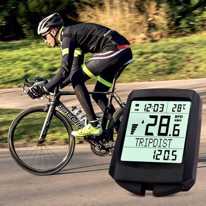 Compteur vélo,Vtt vélo de route ordinateur lumineux étanche vélo odomètre  LCD affichage numérique sans fil vélo compteur vitesse #B - Cdiscount Sport