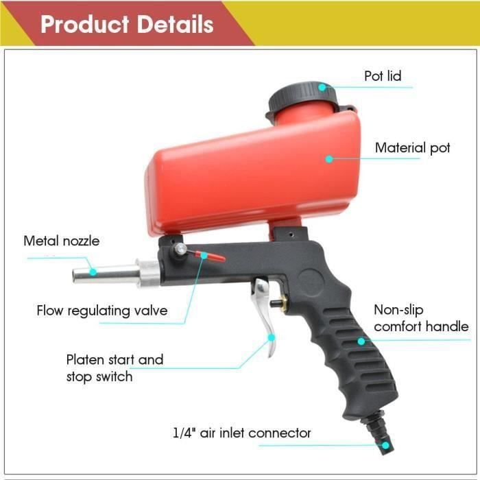Ywei Pistolet de Sablage Pneumatique Gravité Portable débit
