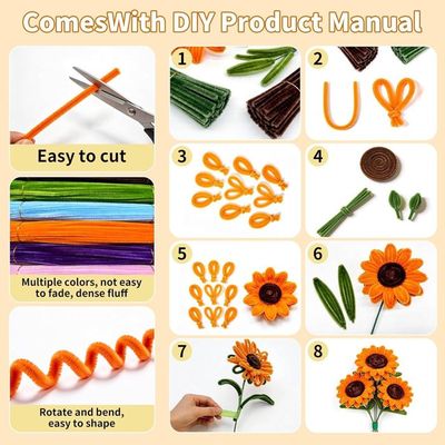 Kit De 300 Fleurs En Cure-pipes MQOALA – DIY Fil Chenille Avec Instructions – Bouquets, Décoration Et Loisirs Créatifs