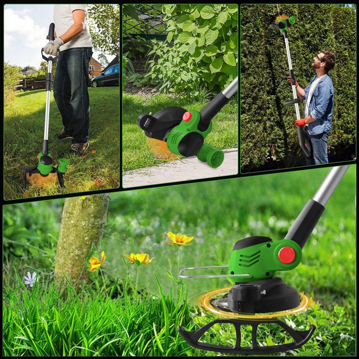 Debroussailleuse Electrique Sans Fil, Coupe Bordure Sans Fil Avec Batterie Avec 3 Types De Lames, Debroussailleuse Batterie Livré Avec 2 Batteries 24V Et Un Chargeur, Utilisez Une Pelouse Domestique