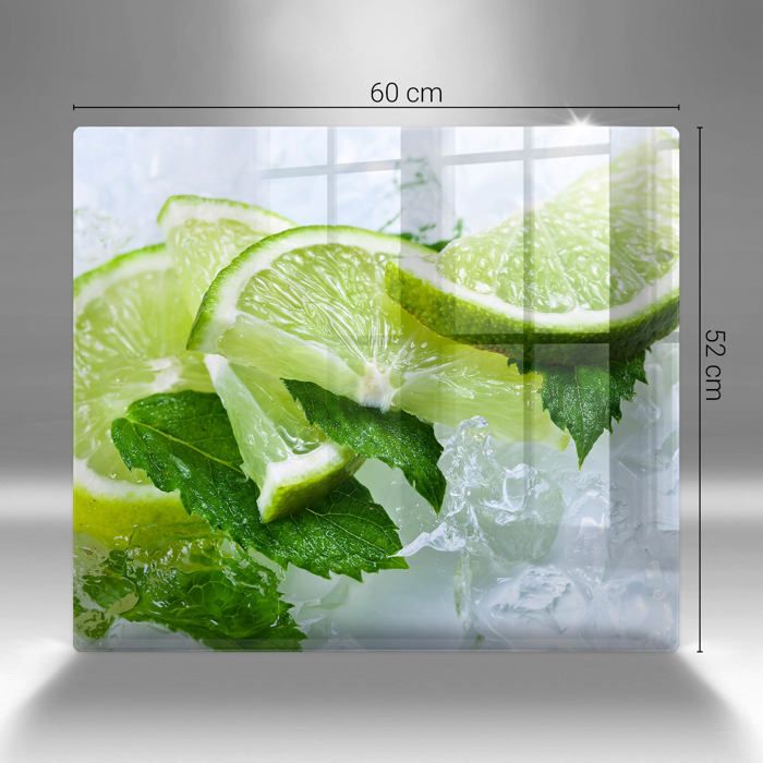 Planche De Cuisine Verre Tulup 80x52cm - Vert Moderne - Thème Citrons & Eau