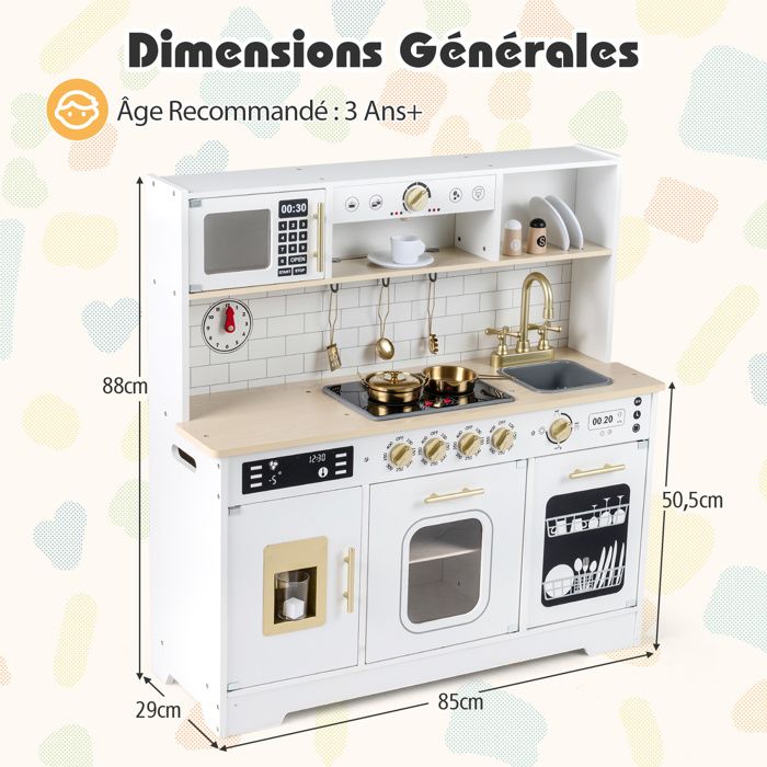 Cuisine Enfant en Bois - Interactive, Éclairage LED, Cafetière et Accessoires jusqu'à 50 Pièces Cuisine Enfant en Bois - Interactive, Éclairage LED, Cafetière et Accessoires jusqu'à 50 Pièces