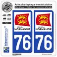 2 Autocollants plaque immatriculation Auto 76 Normandie - LogoType-0