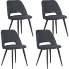 WAFTING Lot de 4 Chaise de Salle à Manger en Velours,Chaise Rembourrée avec Pieds Indépendants,Gris Noir