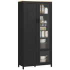 Buffet de cuisine HOMCOM armoire de cuisine meuble vitrine avec étagères réglables et 9 compartiments 76 x 36 x 160 cm noir
