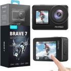 AKASO Brave 7 4K Caméra Sport IPX8 10M Étanche Écran Tactile 30FPS 20MP EIS 2.0 110'' WiFi 512GB Commande Vocale Support Micro Noir