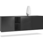 Vladon Buffet Armoire Cuba, Corps en Noir mat - Façades en Noir mat