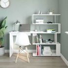 Mondeer Bureau informatique avec étagère de 4 niveaux contemporaine - multi-rangements, Blanc