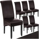 Chaises - TECTAKE - Lot de 6 fauteuils de salle à manger aspect cuir avec revêtement synthétique et forme ergonomique - Marron