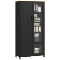 Buffet Commode Bas GOPLUS - Vaisselier 2 étagères Réglables, Portes Coulissantes, Rangement Cuisine