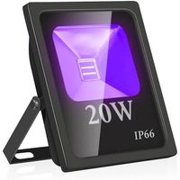 Projecteur UV LED 20W, Lumière Noire IP66 Imperméable, Lampe LED Ultraviolet, Eclairage à Effet pour Aquarium, Soirée, Peinture Fl