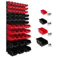 Système de rangement 58 x 117 cm a suspendre 57 boites bacs a bec XS S et M rouge et noire boites de rangement