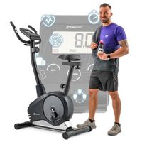 Hop-Sport Vélo d'appartement magnétique, Masse d'inertie 9 kg, Vélo stationnaire Spark, 8 Niveaux de résistance, Max. 120kg, Argent