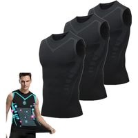 DEBARDEUR 3 pcs Body Shaper ionique pour Hommes,sous-vêtement Amincissant et modelant ionique,sous-vêtements Compression Noir