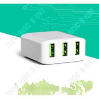 TD® Tête charge intelligente 3 Ports USB/Téléphone mobile 3C/Chargeur de voyage 5V 3A/Charge rapide adaptateur standard européen