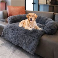 Housse de canapé en peluche douce pour chien, tapis de canapé pour chien, tapis de protection pour meubles,Gris foncé,115*95*20cm