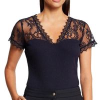 Top Morgan Bleu Marine Et Noir - Taille XS - Polyester - Occasion En Excellent état