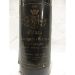 VIN ROUGE bordeaux château pourquey cazeau rouge 1988 - bord