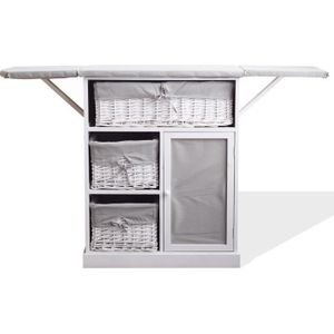 HxLxL - Art Style Shabby Rebecca Mobili petit Armoire Blanc Bois 1 Porte 2 Tiroirs pour decorer Chambre Meuble de Rangement Salle de Bain Dimensions: 84 x 37 x p 31 cm RE4575