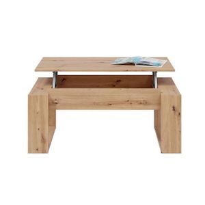 TABLE BASSE Table basse modulable en mélamine coloris chêne - Hauteur 45 x Longueur 105 x Profondeur 55 cm