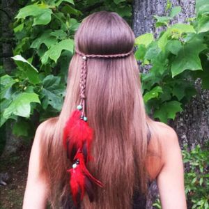 BANDEAU - SERRE-TÊTE Bandeau de plumes indien bandeau marron Boho coiffure hippie bracelet turquoise morceau de cheveux bijoux accessoires coiffur[F3095]