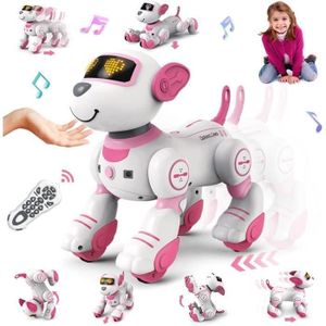 ROBOT - ANIMAL ANIMÉ VATOS Robot Chien Télécommandé Rose Enfants - Interactif Chien Robot Programmable 17 Fonctions Cadeaux Jouets pour Filles Garçons