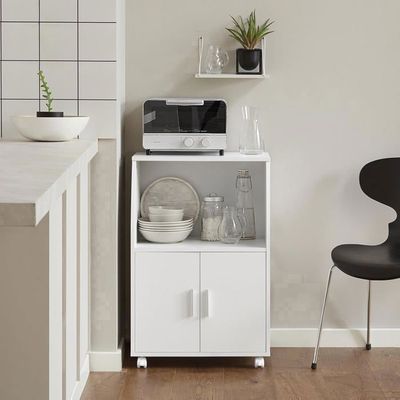Desserte Roulante De Cuisine SoBuy - 2 Tiroirs, 2 Étagères, Blanc, L100xP60xH94cm - Idéal Îlot Ou Table D'Appoint