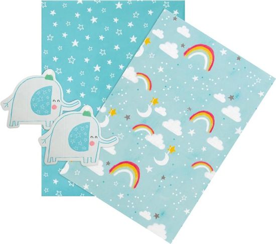 Décoration Chambre Bebe Garçon Thème Éléphants Bleu et Prénom